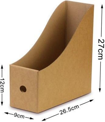 Custom Kraft Paper Magazine File Holders Stand Folded Cardboard Magazine Holder with Hole