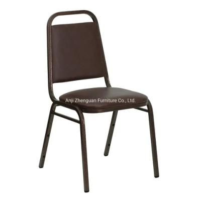 Professional Manufacturer of Stackable Ascot Brown Vinyl Metal Steel Dome Seat Dining Banquet Chair (ZG10-001)