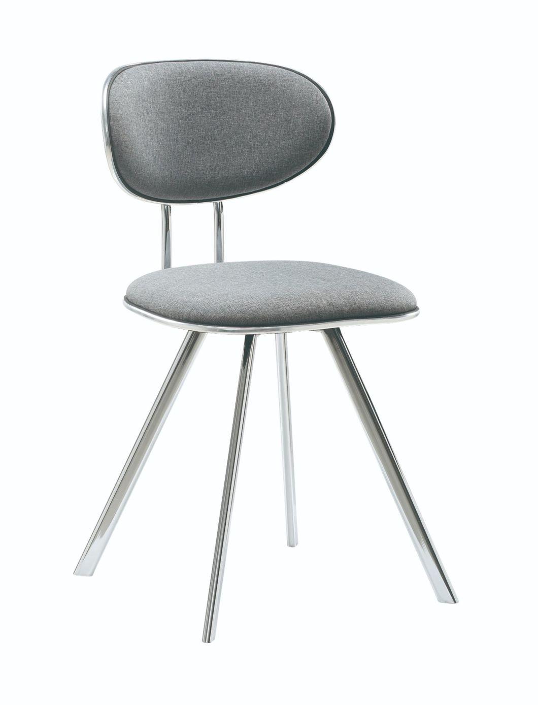 Grey Fabric Chrome Legs Bar Chair