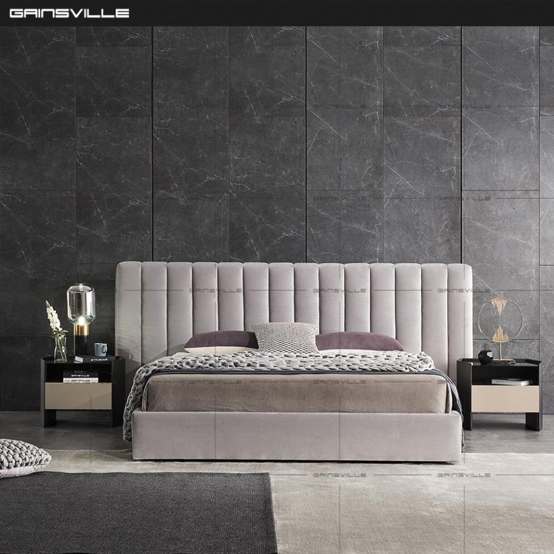 Gainsville New Design Italy Modern Double Customized Home Leather Wall Bed in Bedroom Furniture