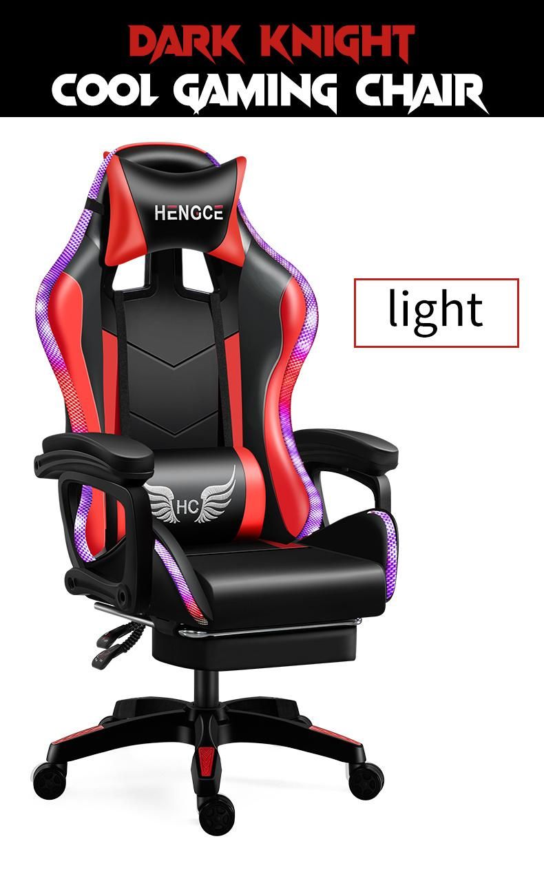 Wholesale Amazon Hot Ergonomic CE Certified Reclining RGB Video Gaming Racing Chair with Footrest