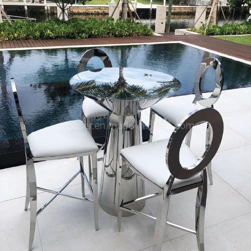 Silver Cocktail Chairs with High Tables for Bar Outdoor Furniture