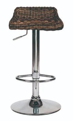 Rattan Chrome Footrest Bar Stool