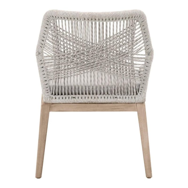 Cross Back Teak Wood Dining Chair with Rope Weaving Back