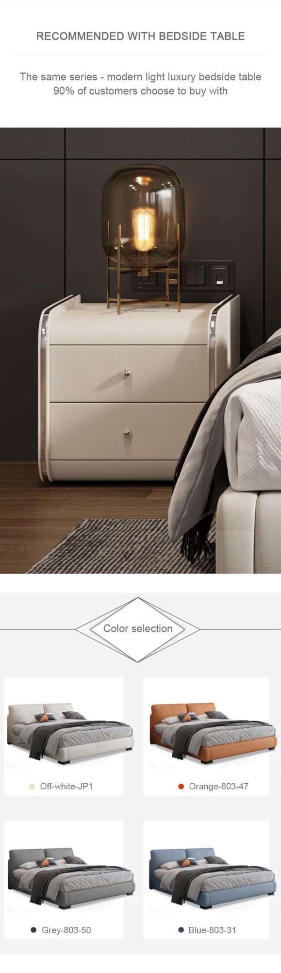 Modern Furniture Leather Upholstered Lift up Storage Drawer Bed