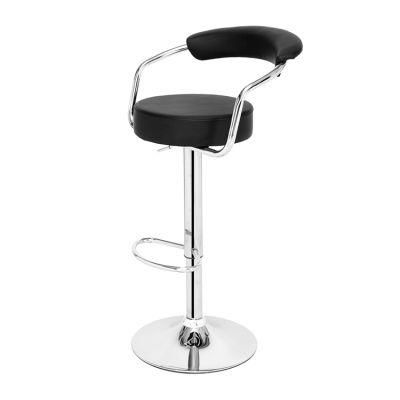 Upholstery Bar Chair Inside Powder Coated Gas Lift Bar Stool Swivel Adjustable Height PU Leather Bar Chair with Back Support