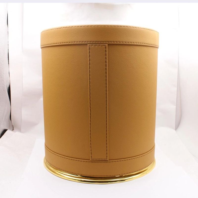 Leather Metal Restaurant Bathroom Hotel Living Room Trash Garbage Can Waste Container