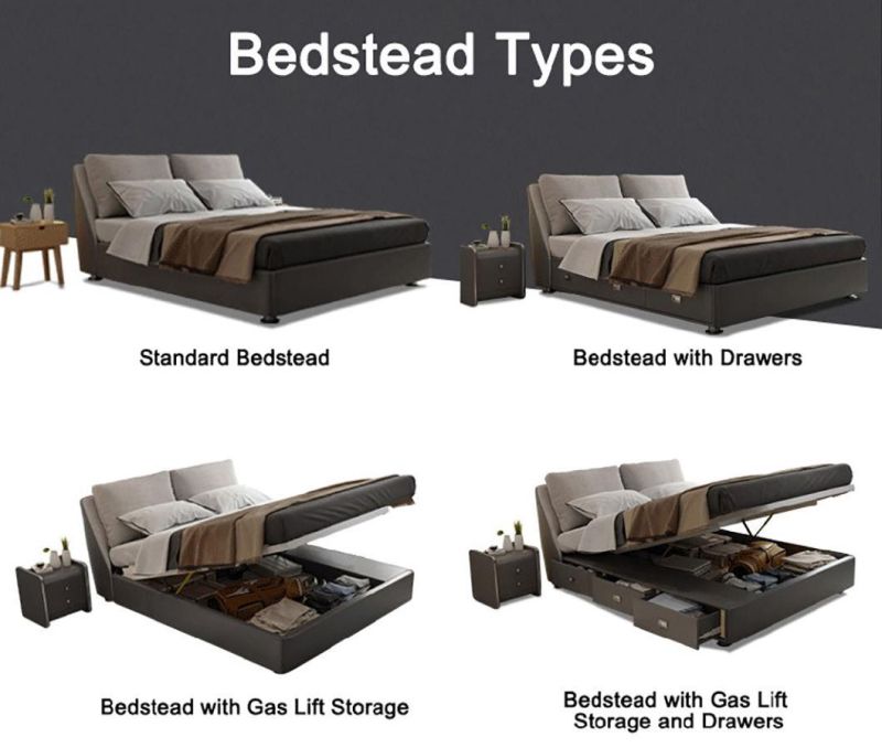 Manufacturer Provider Modern Home Furniture Genuine Leather King Size Bed for Villa/Resort/Suite
