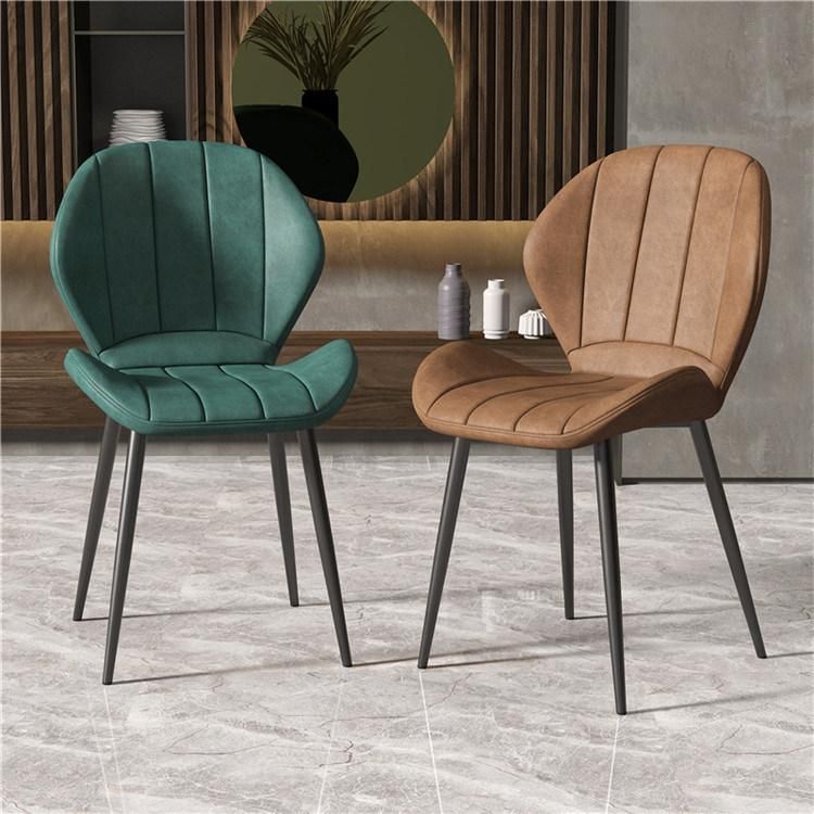 Wholesale Modern PU PVC Leather Cover Upholstered Dining Chair with Metal Legs for Restaurant and Dining Room Use