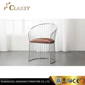 Industrial Chair Metal Frame Dining Chair with Leather Seating
