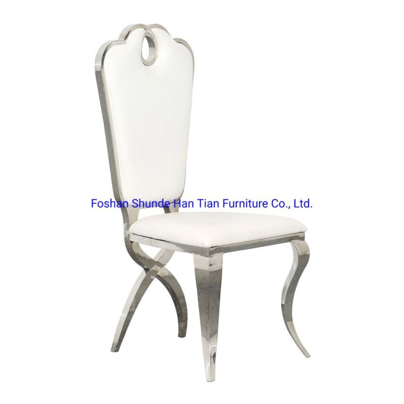 Silver Metal X Leg Salon Furniture White Leather Modern Restaurant Auditorium Chair