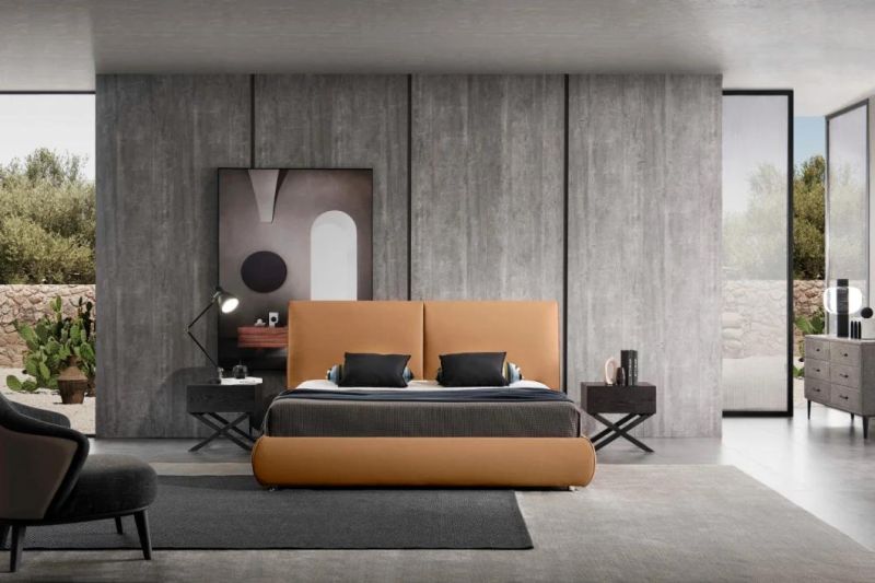Gainsville Modern Double Size Leather Wall Bed in Bedroom Furniture