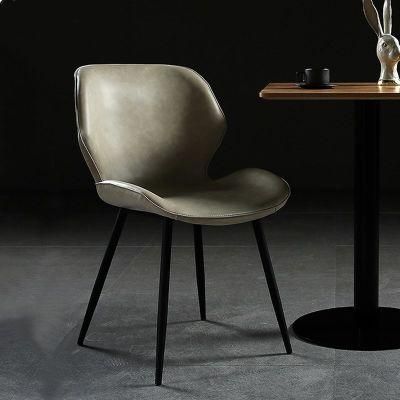 Modern design PU Leather Black Leg Dining Chair Furniture