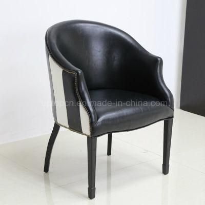 Antique Retro Black Stripe Leather Tub Chair (SP-HC083)