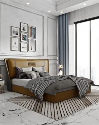 Wholesale Italy Style Modern Bedroom Genuine Leather King Size Beds
