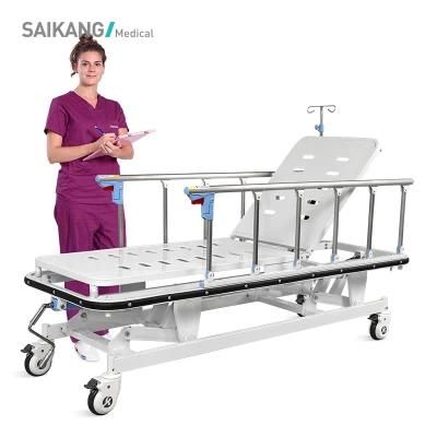 Skb038-4 Multifunction Metal Single Crank Adjustable Manual Transport Emergency Hospital Patient Trolley Manufacturers