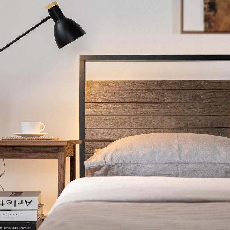 Modern Nordic Hotel Furniture Bedroom Wood Frame Leather Bed