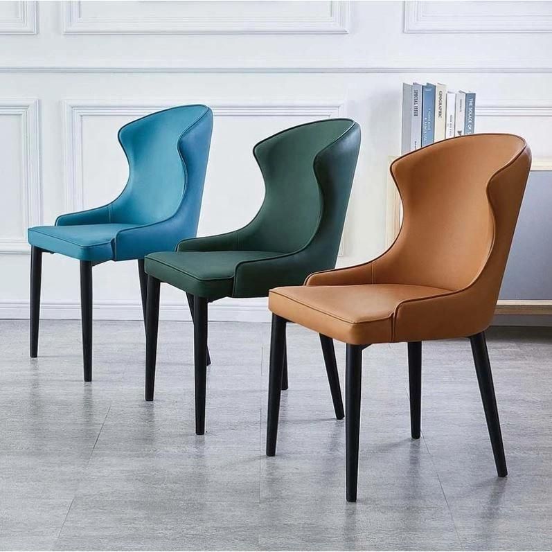 Modern Dining Living Room Furniture PU Leather Gold Sprayed Dining Chair for Home