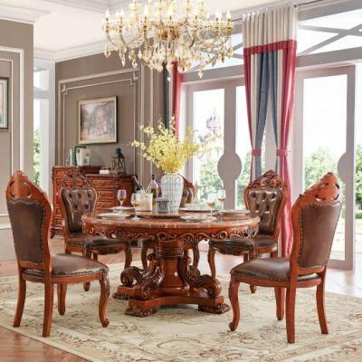 Wood Round Dining Table with Sideboard for Dining Room Furniture
