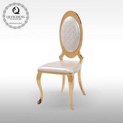 Golden Stainless Steel Legs Wedding Chairs with Leather