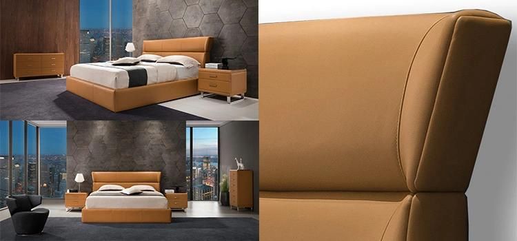 Customized Modern Leather Bed King Bed Double Bed with Special Soft Headrest Gc1717