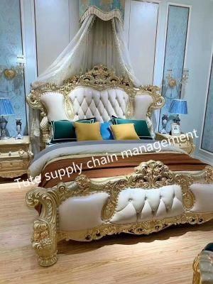 European Luxury Leather Double Bed Bedroom Furniture
