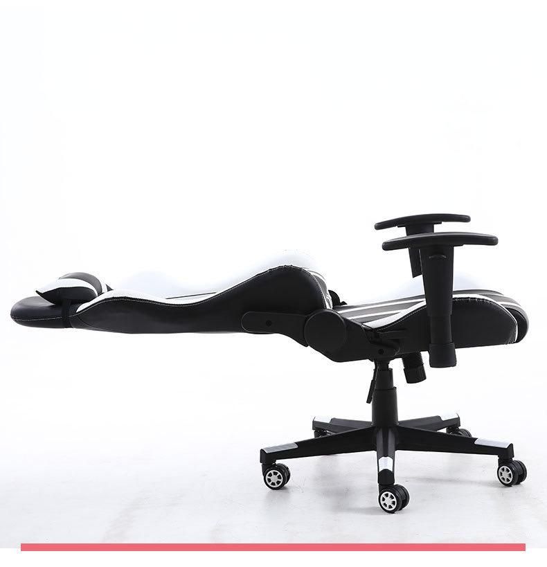 Racing Game Chair Ergonomic Massage PU Leather Complete Pink and White and Red Black Game Chair