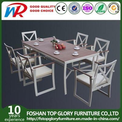 Modern Outdoor Dining Set with Polywood Armrest Cafe Coffee Chair Garden Dining Table Patio Furniture Hotel Furniture