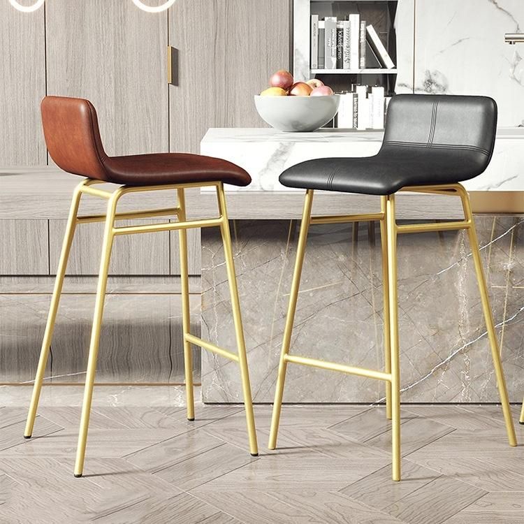 Modern Restaurant Furniture High Stool Metal Leather Dining Bar Chairs