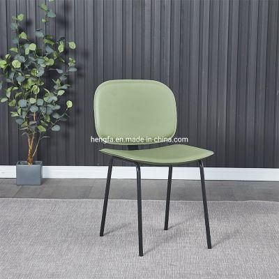 Simple Furniture Ktichen Metal Legs Leather Upholstered Dining Chair