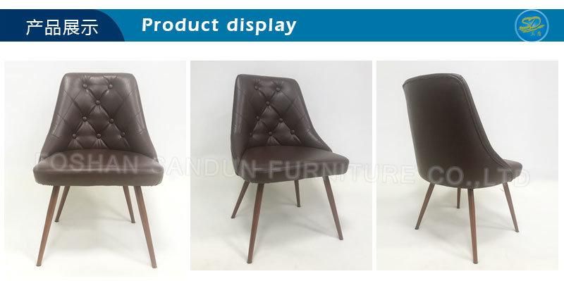 High Quality PU Leather Button Design Back Metal Leisure Dining Chair
