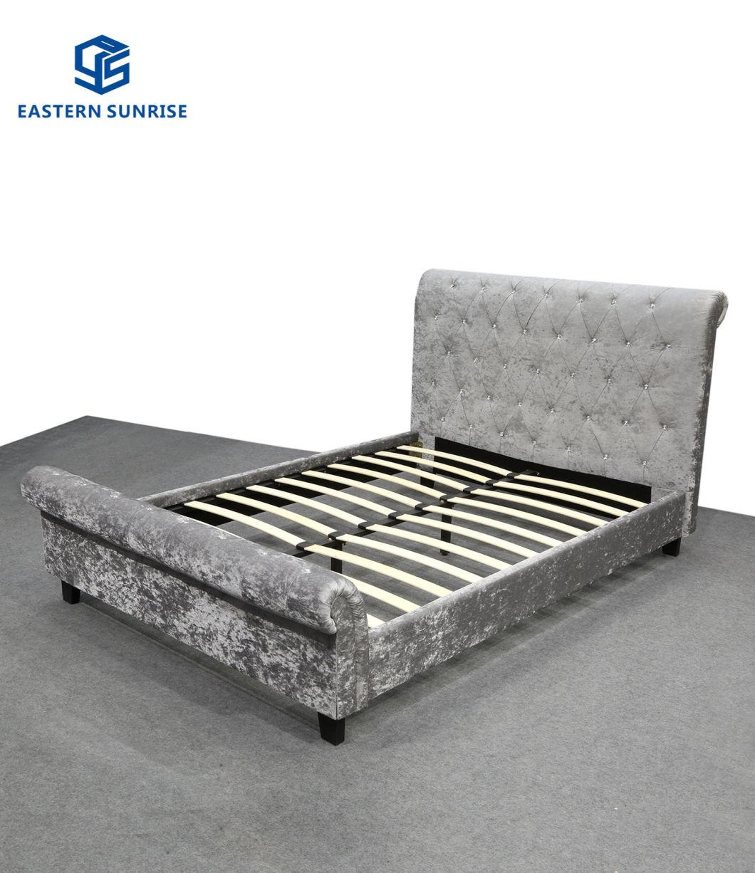 Sleigh Shape Luxury Design Leather Bed for Double Queen King Size
