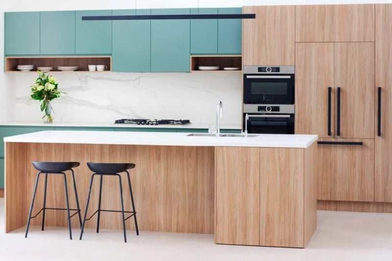 PA European Wooden 2 Tone High End Modern Modular Custom Furniture UV Storage Cupboard Kitchen Cabinet Design