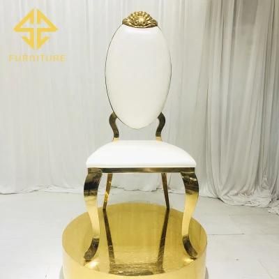 White Leather Cushion High Back Stainless Steel Dining Chair Hotel Furniture Wedding Chair