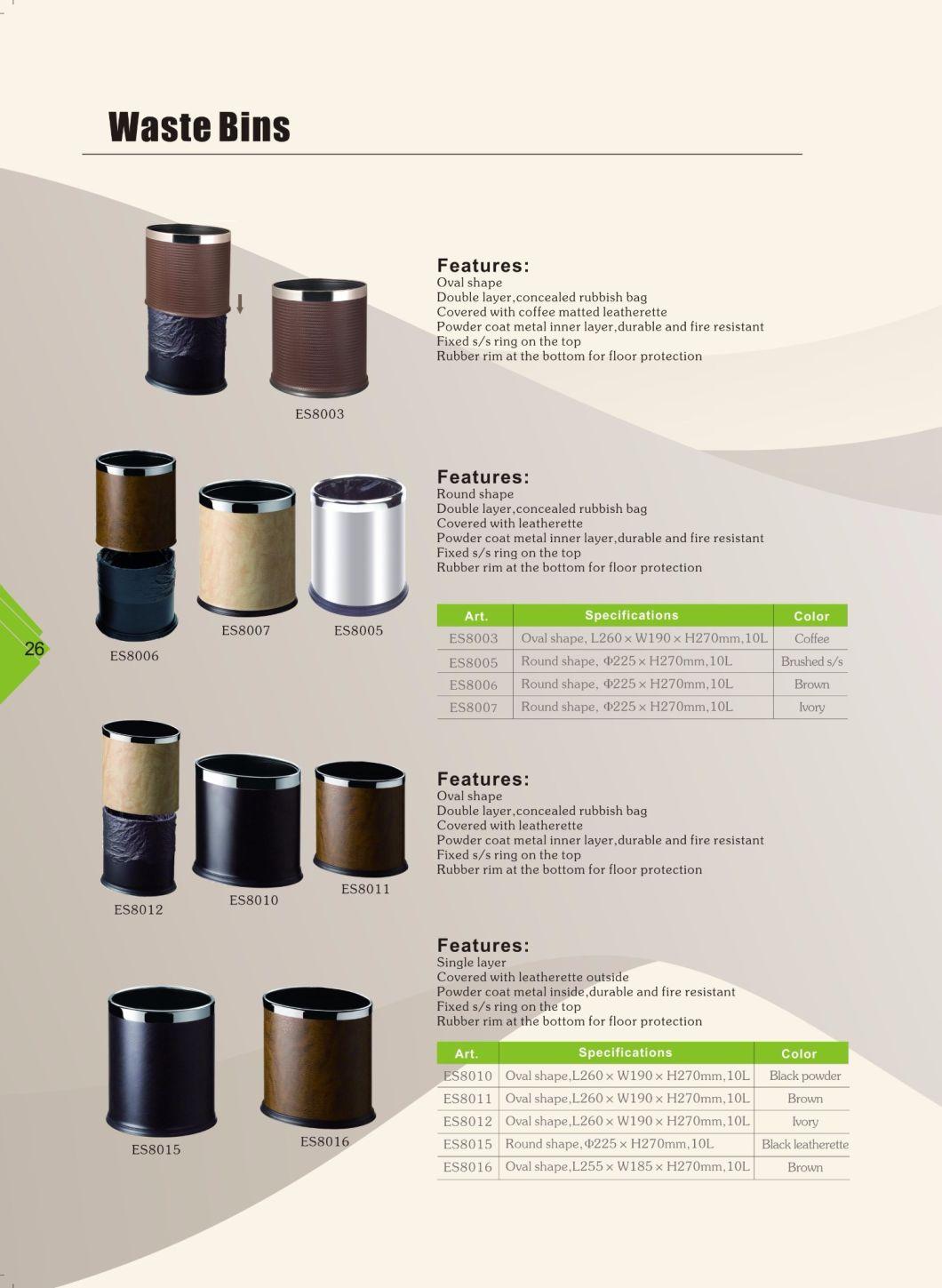 Single Layer Oval Waste Bin with PU Leather