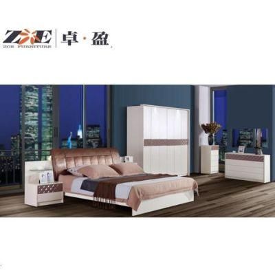 Modern Home Furniture PU Leather MDF Wardrobe King Size Bed Classic Kids Bedroom Furniture Set Luxury