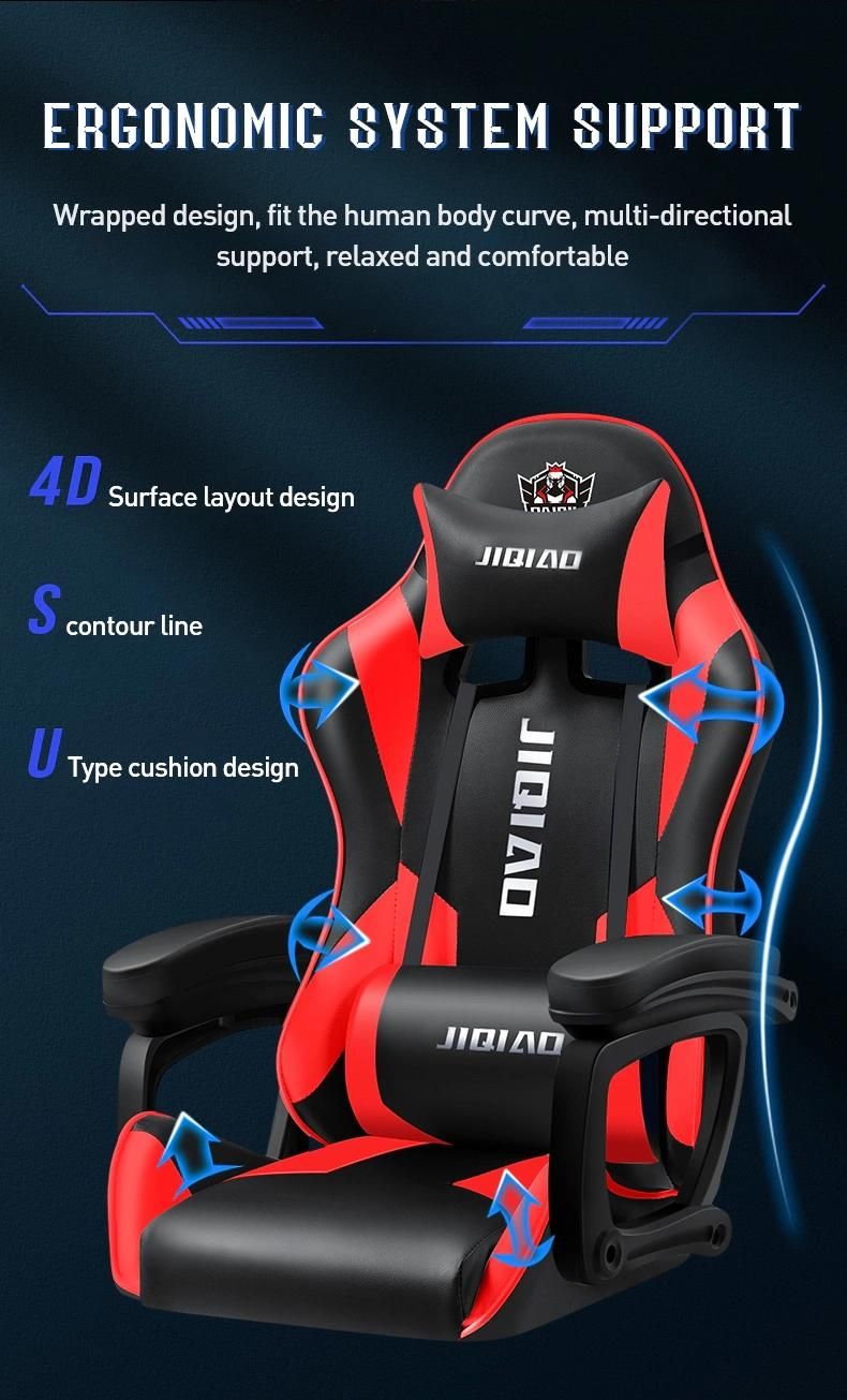 High Quality Executive Swivel Reclining Gamer Office LED Light Computer PU Leather RGB Gaming Chair with Footrest and Massage