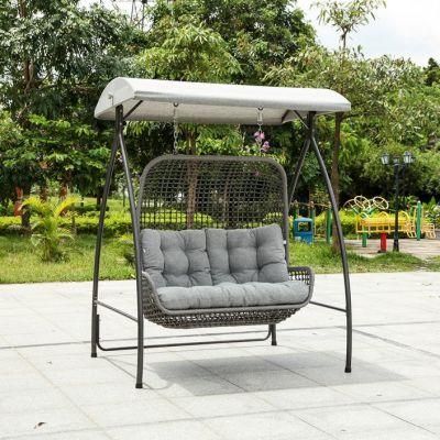 China Hot Sale Outdoor Garden Rattan Furniture Two Seat Swing Chair