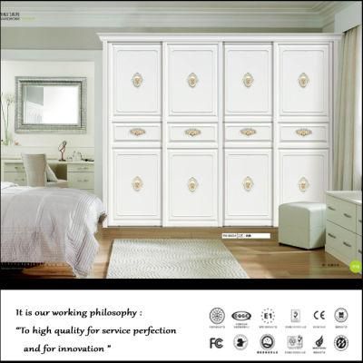 Zhihua White Sliding Door Flowers Wardrobe