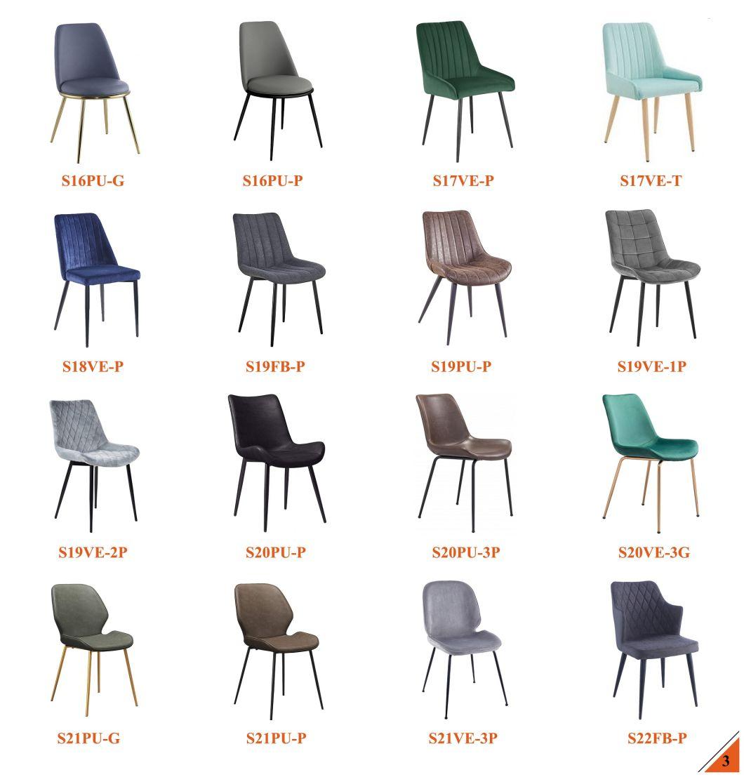 Newly Design Metal Frame and Fabric Cover Leather Dining Chair for Home