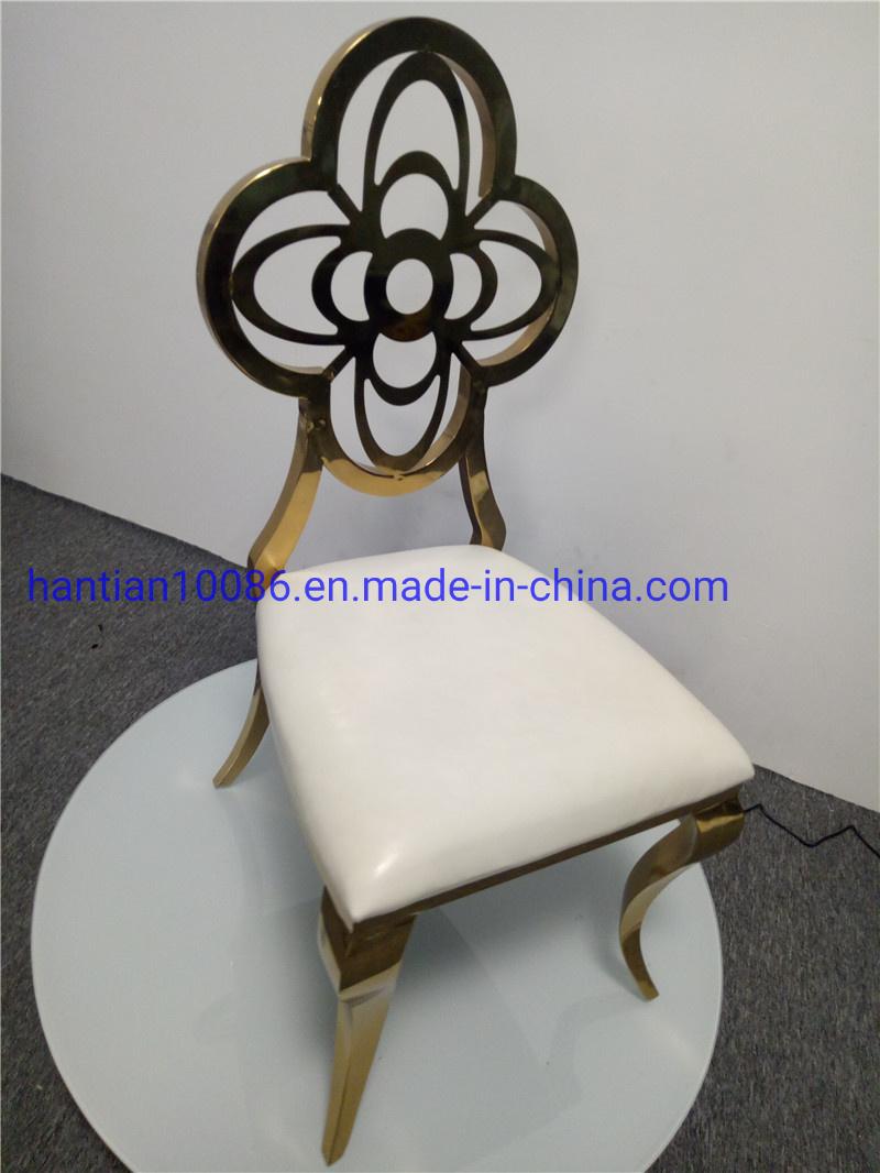 Wholesale Royal Hole Back Stainless Steel Gold Wedding Banquet Restaurant Dining Chairs