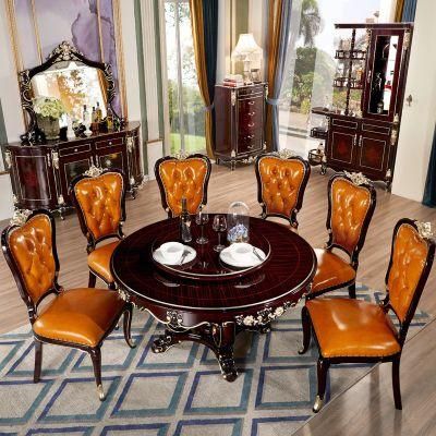 Rotary Round Dining Table with Sideboard in Optional Furniture Color