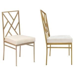 Wholesale Elegant Metal Stacking Cross Back Restaurant Dining Chair