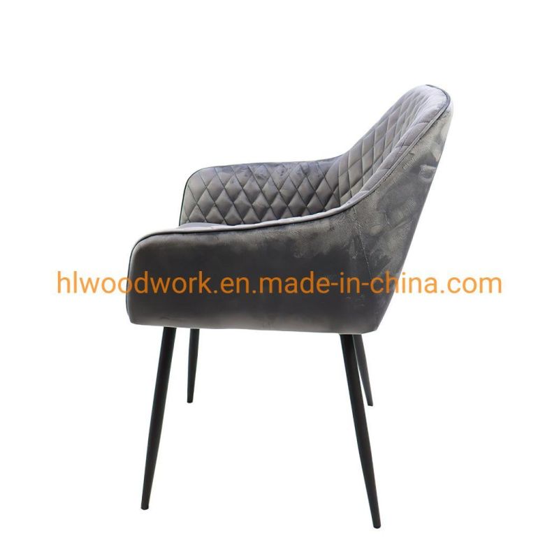 Hot Selling Dining Room Furniture Luxury Metal Legs Upholstered Leather Dining Chairs Armchair Indoor Room Furniture Velvet Dining Chair