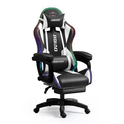 High Back Best Luxury Custom Logo Reclining Ergonomic Office Chair Leather Game Racing Chair RGB LED Gaming Chair with Footrest