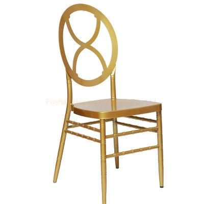 Metal Furniture Wedding Event Gold Stainless Steel Chair White Cross Leather Decorative Dining Chair