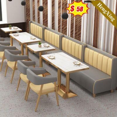 Modern Design Furniture Leather Wooden Dining Sofa with Chair and Table for Living Room