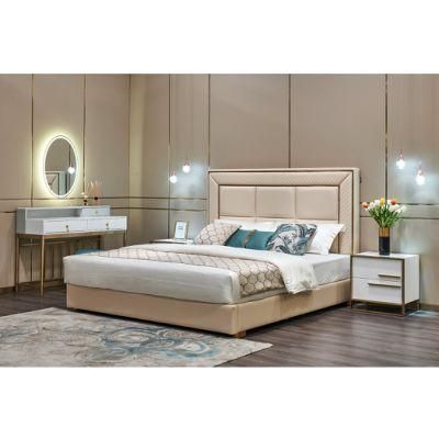 Modern Style Hotel Wooden Leather King Size Bedroom Bed for Home Furniture