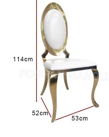 Excellent Polish Gold Frame White PU Leather Stainless Steel Event Wedding Dining Chair