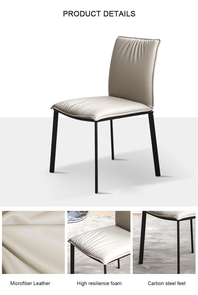 High Quality Household Furniture Modern Leather PU Dining Chairs with Metal Legs